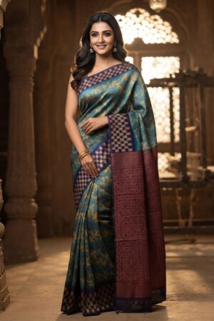 Blue Cotton Silk Saree