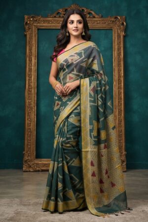Green Cotton  Saree